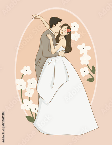 Sweet romantic couple chibi cartoon