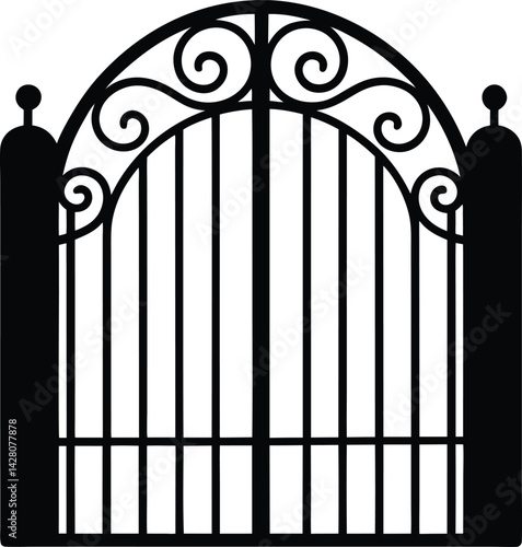 Gate Silhouette in Black | Classic Entrance Design Vector
