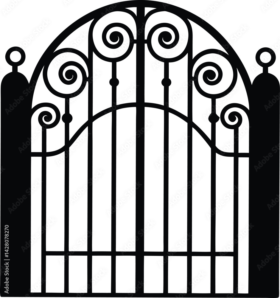 Gate Silhouette in Black | Classic Entrance Design Vector Gate Silhouette in Black | Classic Entrance Design Vector
