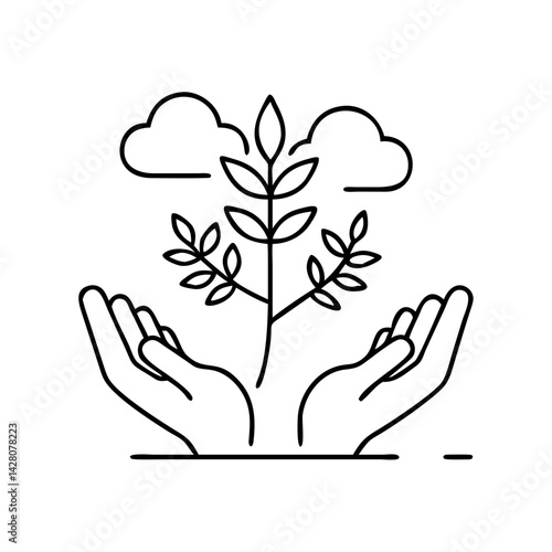 reforestation icon, reforestation line art - simple line art of reforestation, perfect for reforestation logos and icons