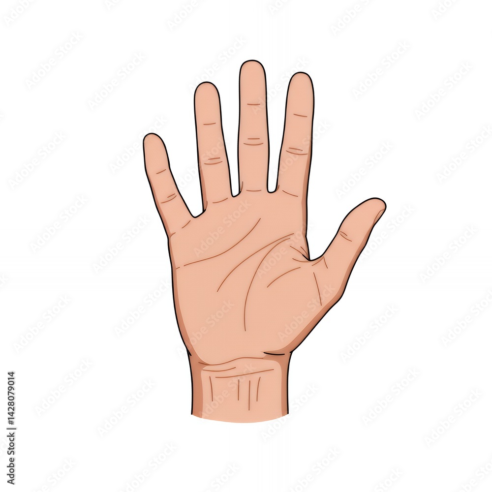 Open Hand with Fingers Spread Wide - Counting or High Five Open Hand with Fingers Spread Wide - Counting or High Five