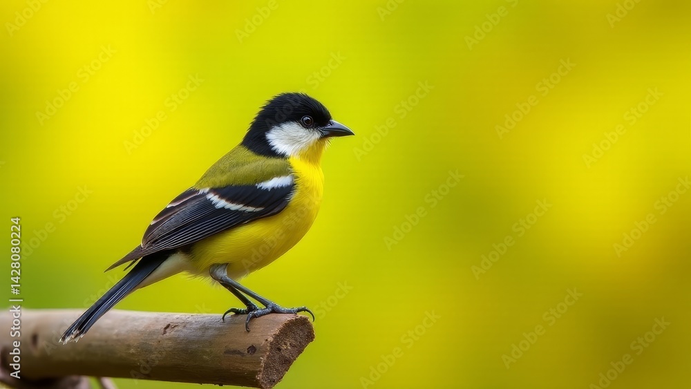 Fototapeta premium Great Tit Bird Perched on Branch