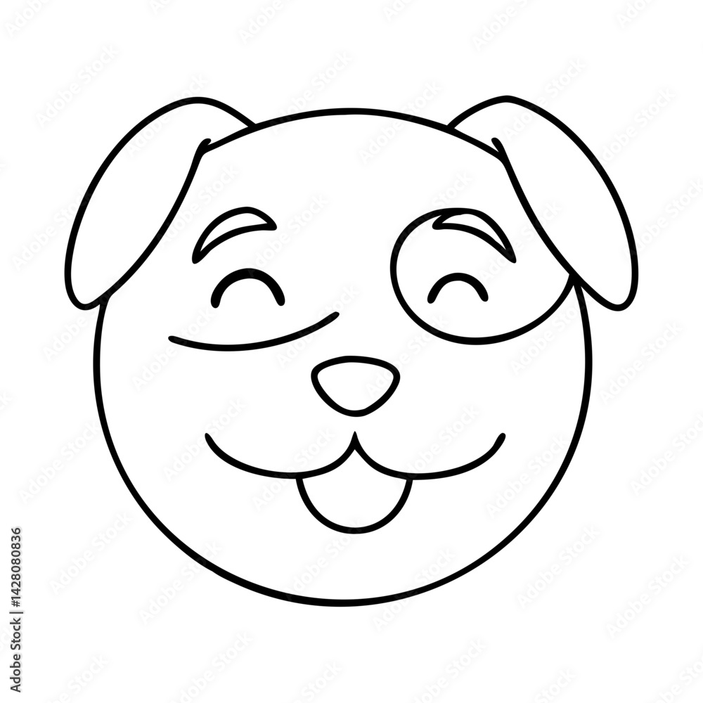 Naklejka premium smiling pet face icon, smiling pet face line art - simple line art of smiling pet face, perfect for smiling pet face logos and icons