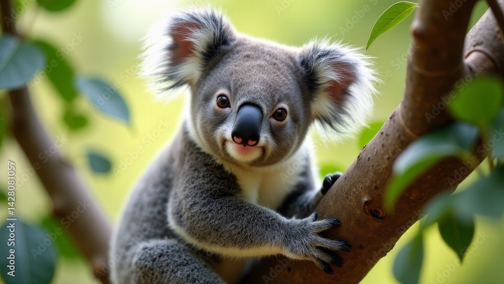 Fototapeta premium Cute Koala Sitting On Tree Branch