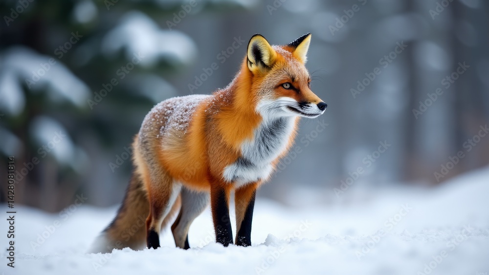 Red Fox Standing In The Snow Red Fox Standing In The Snow