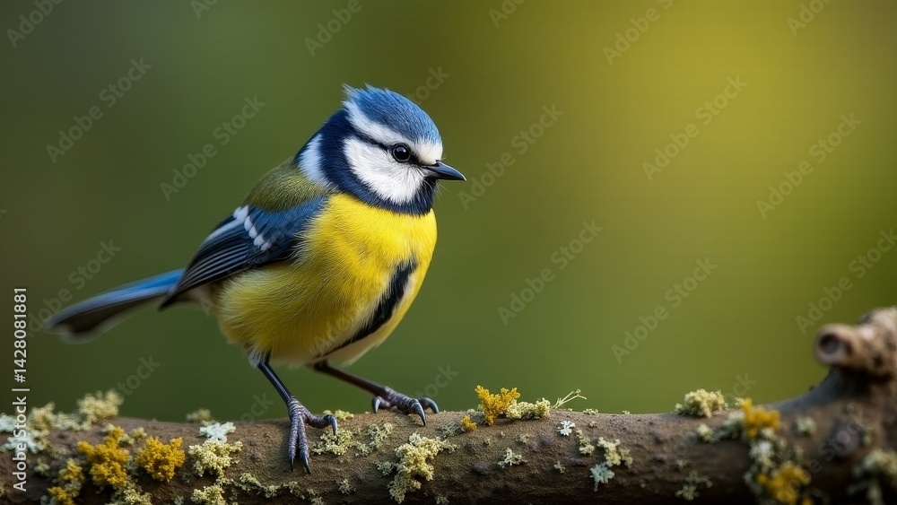Eurasian Blue Tit Perched On Branch Eurasian Blue Tit Perched On Branch
