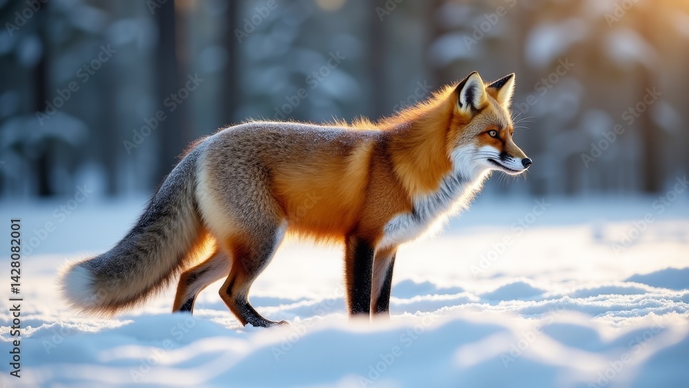 Fototapeta premium Red Fox In A Snowy Landscape