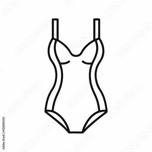 vector of a one-piece swimsuit with scoop neckline, representing summer, beachwear