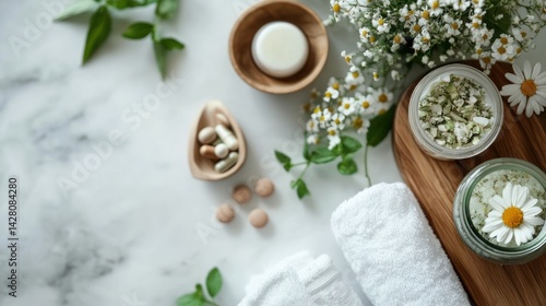 Wallpaper Mural Relaxing Spa Day Essentials: Herbal Bath Salts, Candles, and Towels Torontodigital.ca