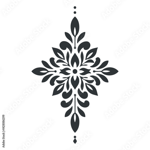 Vector abstract linocut floral logo poster template. Modern trendy minimal style. Black and white colors. Botanical blockprint for wallpaper, wall decor, print, postcard, cover, template.