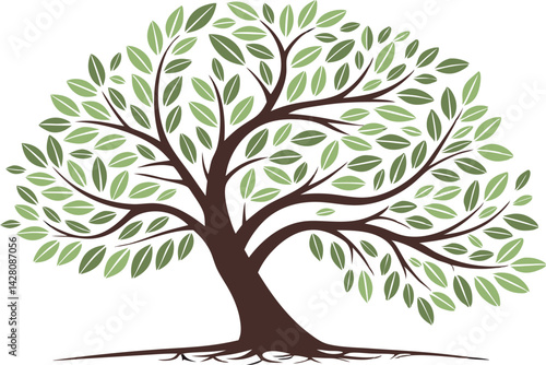 "The Tree of Life: An illustration of a lush, verdant tree, its branches reaching skyward, showcasing a symbol of life, growth, and the natural world.