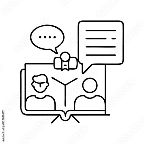 storyteller icon, storyteller line art - simple line art of storyteller, perfect for storyteller logos and icons