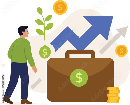 Financial Growth Vector Illustration. Business Investment and Development.