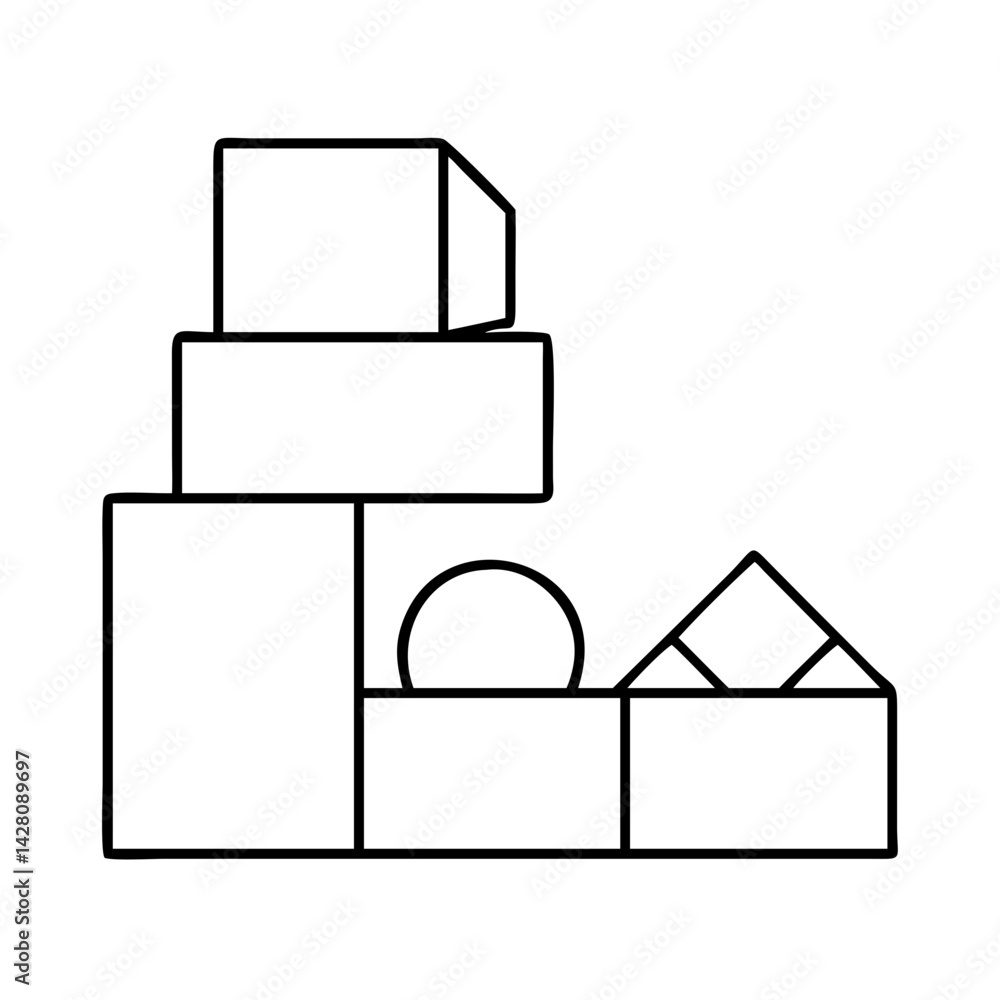 toy blocks icon, toy blocks line art - simple line art of toy blocks, perfect for toy blocks logos and icons