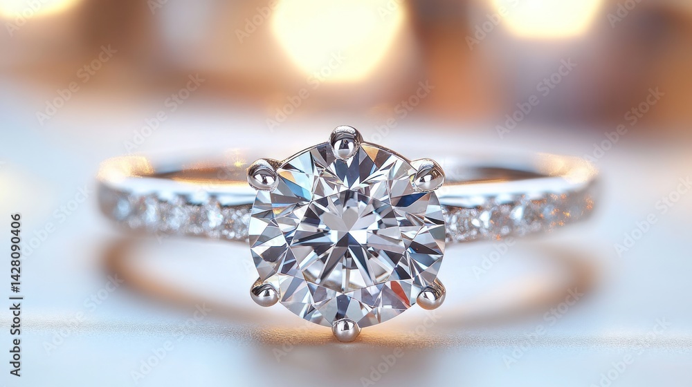 Stunning close-up of a sparkling diamond engagement ring with intricate details and a brilliant stone centerpiece Stunning close-up of a sparkling diamond engagement ring with intricate details and a brilliant stone centerpiece