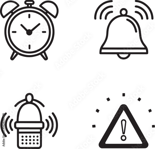 Alarm, Time and clock, calendar, timer line icons. Vector linear icon set