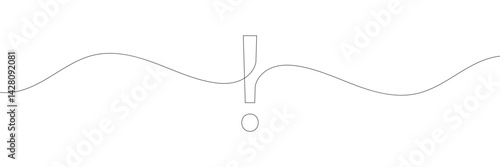 Continuous linear drawing of exclamation mark. Single-line drawing of an exclamation mark. Exclamation mark in one line style. Vector illustration .EPS 10  .