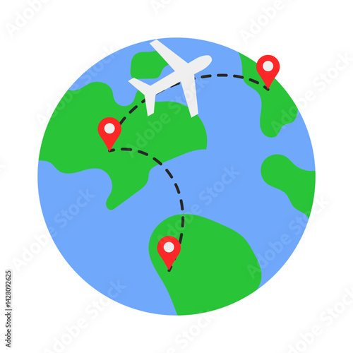 Air Travel Route on Globe
