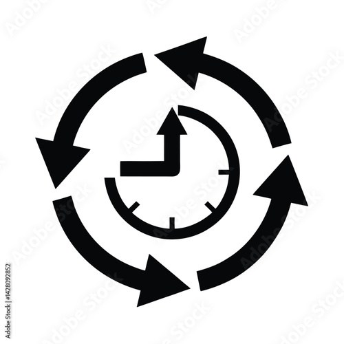 One Hour Arrows Icon Set Symbolizing Time Rotation