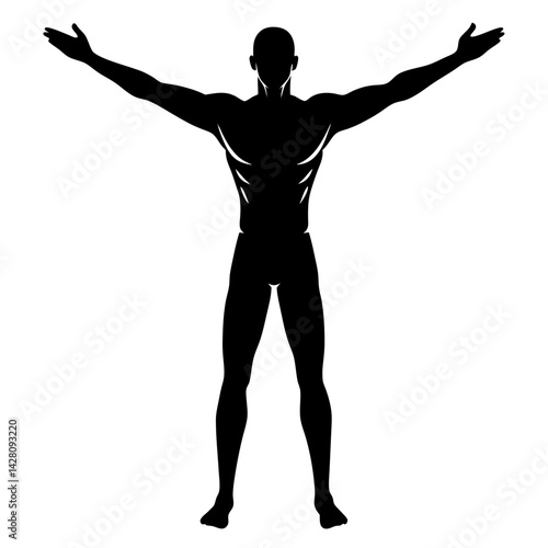 Silhouette of man with arms outstretched wide