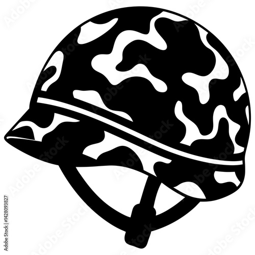Silhouette of a camouflage military helmet