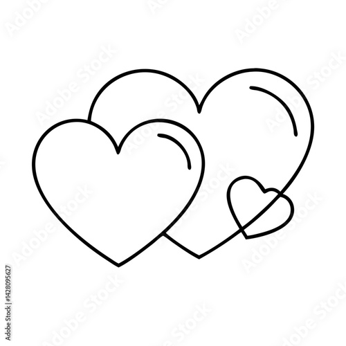 two matching hearts icon, two matching hearts line art - simple line art of two matching hearts, perfect for two matching hearts logos and icons
