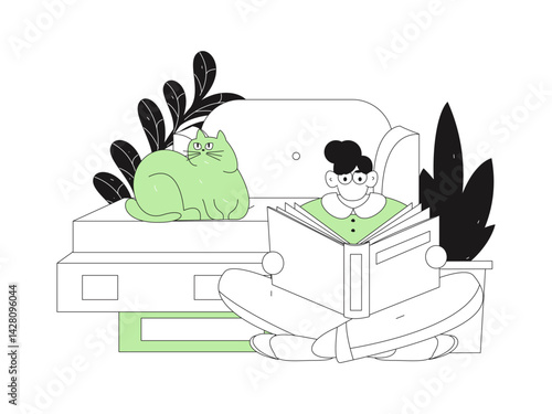 Home indoor character scene flat vector concept operation hand drawn illustration
