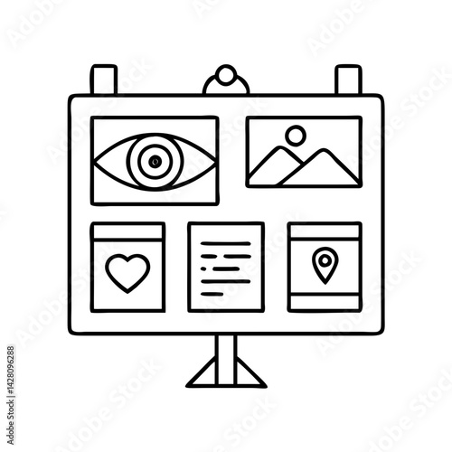 vision board icon, vision board line art - simple line art of vision board, perfect for vision board logos and icons