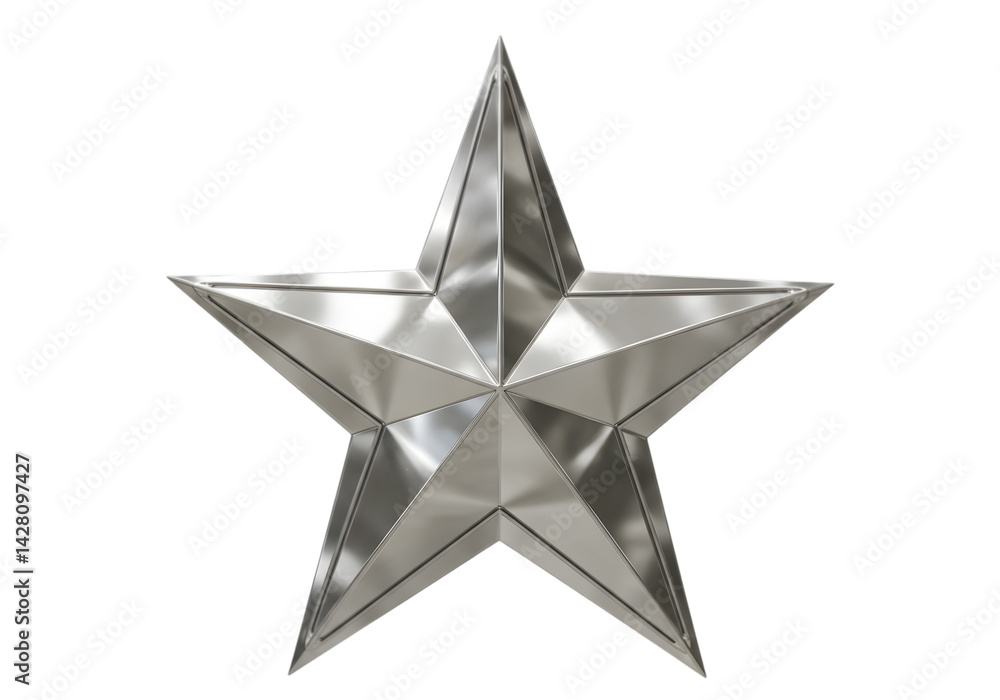 Obraz premium Silver Metal Star Wall Decor: Rustic Farmhouse Star Ornament transparent background