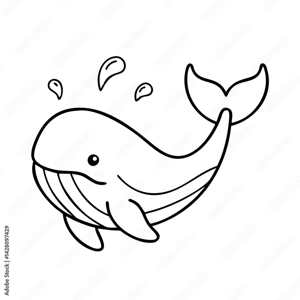 Obraz premium whale icon, whale line art - simple line art of whale, perfect for whale logos and icons