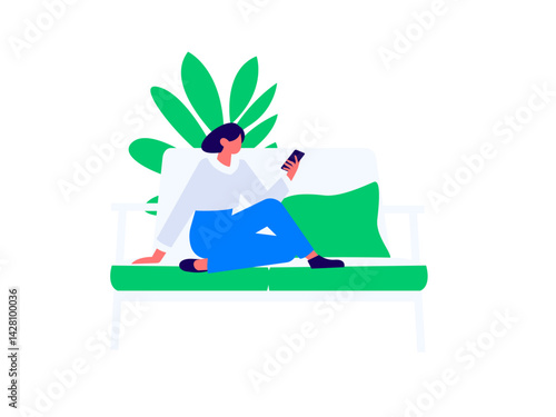 Home indoor character scene flat vector concept operation hand drawn illustration
