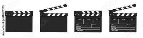 Set of Film Clapperboard on Transparent Background