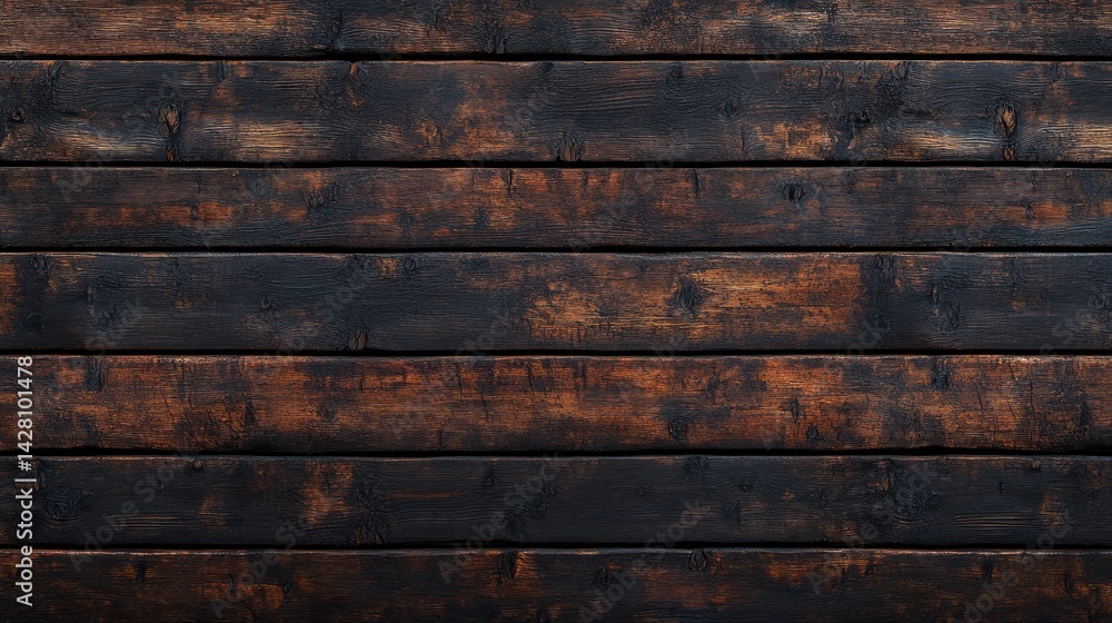 Fototapeta premium Dark Rustic Wooden Plank Background with Distressed Texture and Natural Grain Pattern for Design and Artwork
