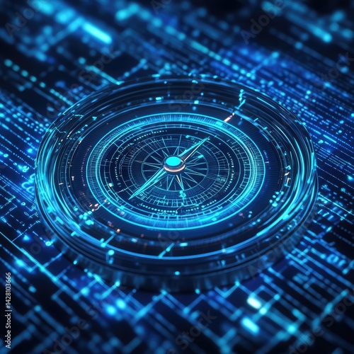 Wallpaper Mural Digital Compass in Abstract Tech Scene Symbolizing IT Navigation Torontodigital.ca