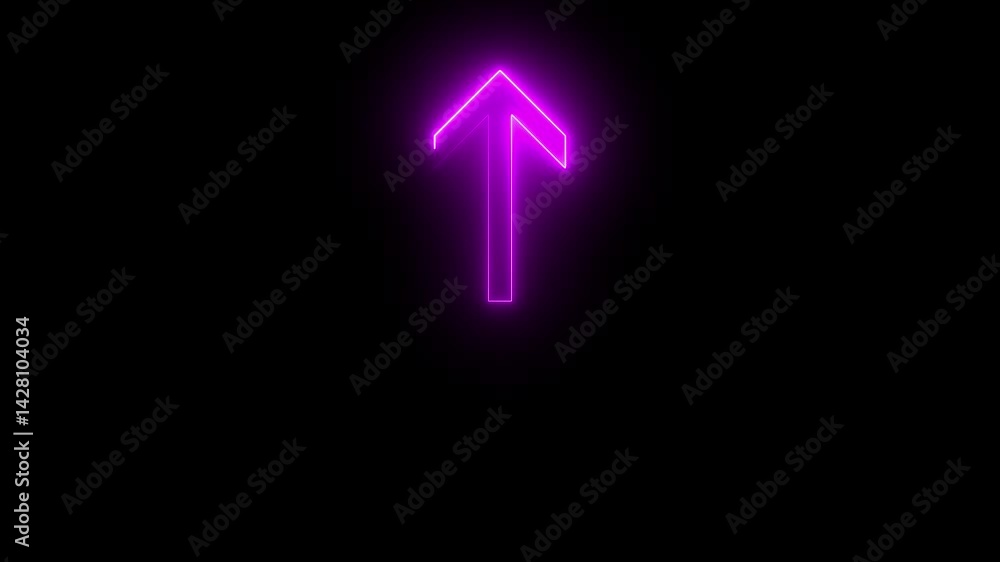 Arrow-shaped neon sign. Neon arrow symbol icon. Directional sign arrow points to the up, Abstract directional neon arrow icon animation ,neon arrow loading animation Arrow-shaped neon sign. Neon arrow symbol icon. Directional sign arrow points to the up, Abstract directional neon arrow icon animation ,neon arrow loading animation