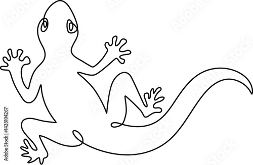  House gecko lizard one continuous line drawing. 