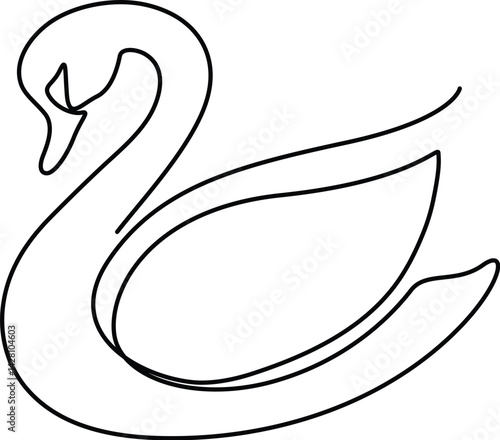 Mute the swimming swan in a continuous line drawing. 