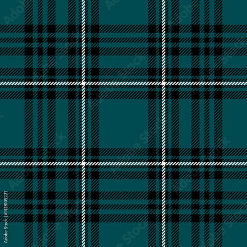 plaid tartan seamless repeat pattern. This is a black green  white checkered plaid vector illustration. Design for decorative,wallpaper,shirts,clothing,tablecloths,wrapping,textile,fabric,texture