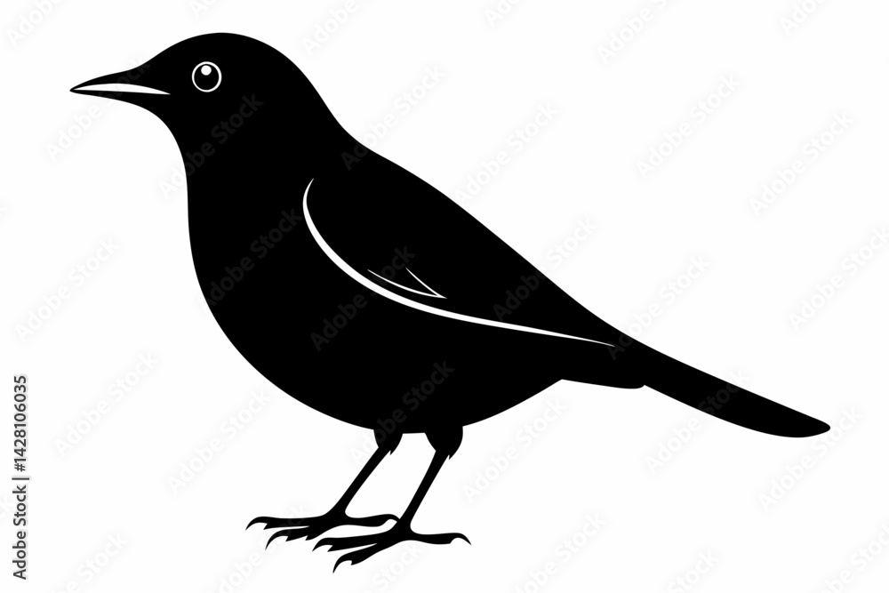 Obraz premium blackbird silhouette line art vector illustration with a white background