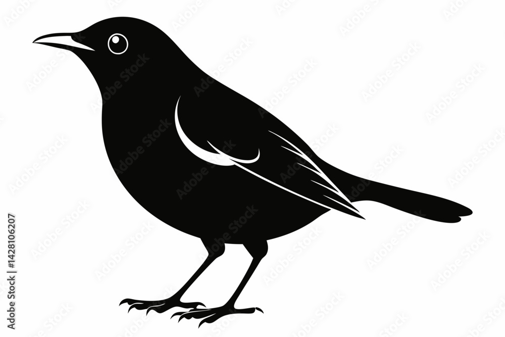 Obraz premium blackbird silhouette line art vector illustration with a white background