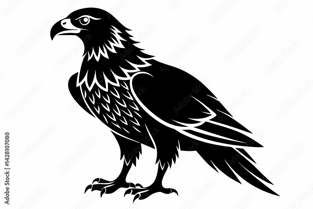 Fototapeta premium buzzard silhouette line art vector illustration with a white background