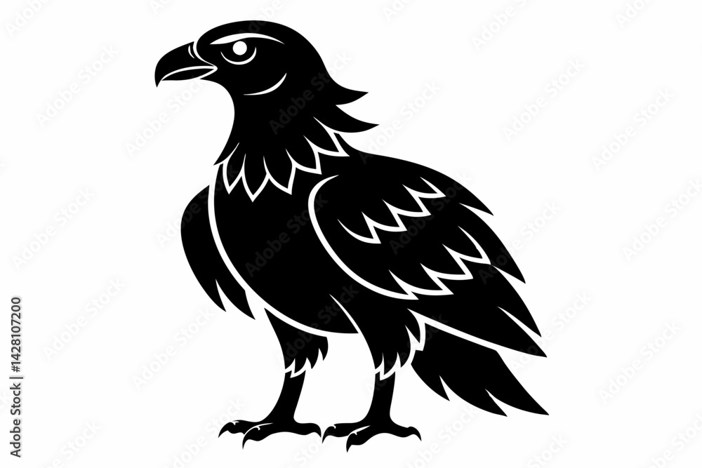 Fototapeta premium buzzard silhouette line art vector illustration with a white background