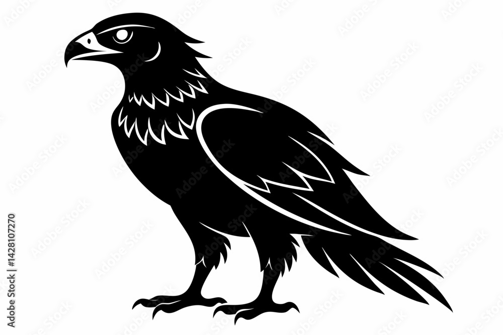 Fototapeta premium buzzard silhouette line art vector illustration with a white background