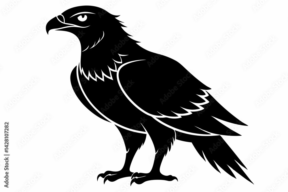Fototapeta premium buzzard silhouette line art vector illustration with a white background