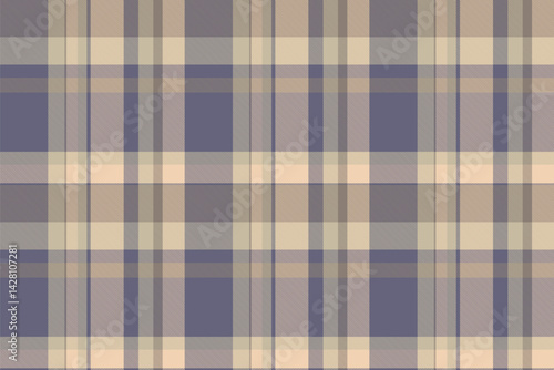Product check plaid fabric, yard textile seamless pattern. Relax vector texture background tartan in pastel and light colors.