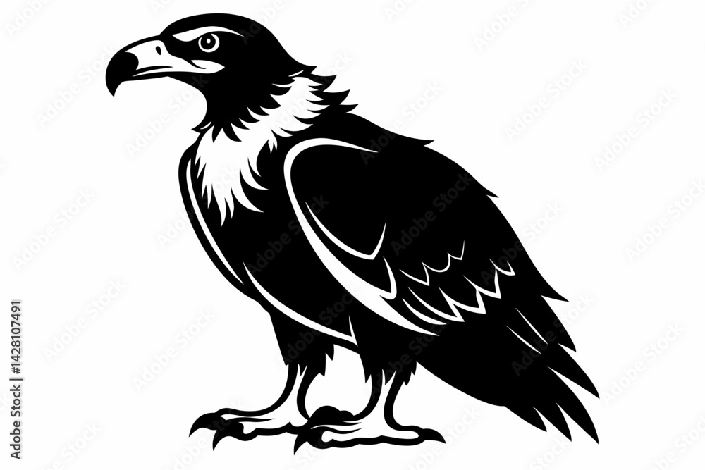 Fototapeta premium buzzard silhouette line art vector illustration with a white background