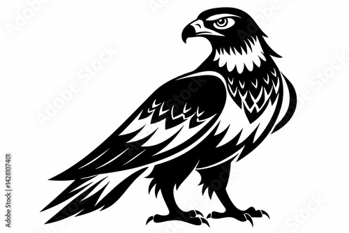 buzzard silhouette line art vector illustration with a white background