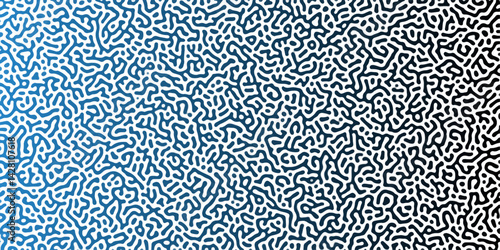 Abstract Reaction-diffusion Turing pattern natural texture blue gradient color scheme. Linear design with biological algorithm psychedelic background. Reaction-diffusion or truing patter