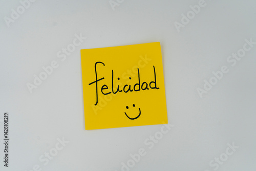 Canvastavla Positive Happiness with white background and face