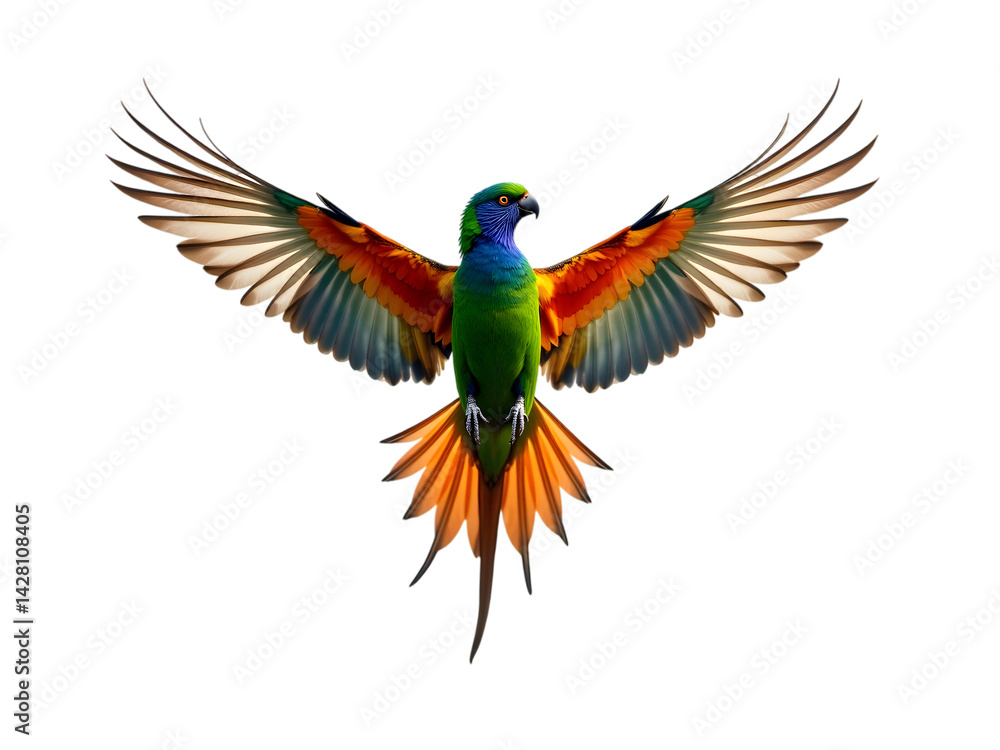 Obraz premium Majestic Flying Bird: Colorful Wings Spread Wide transparent background